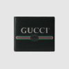 Replica Gucci GG Men Gucci Print Leather Bi-Fold Wallet in Black Leather