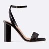 Replica Dior Women CD Dway Heeled Sandal Black Embroidered Satin Lambskin 10 CM Heel