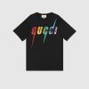 Replica Gucci GG Women Oversize T-Shirt with Gucci Blade Print-Black